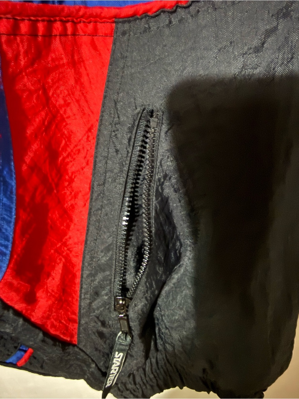 Black Bomber Jacket with Blue & Red Trim - New York Rangers Style - Picture 8 of 16
